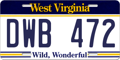 WV license plate DWB472