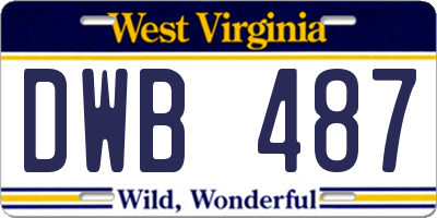 WV license plate DWB487