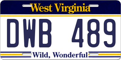 WV license plate DWB489