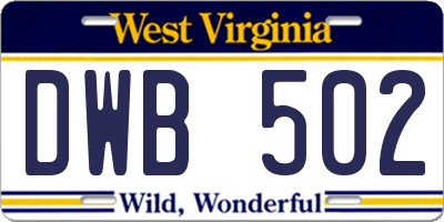 WV license plate DWB502