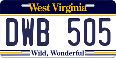 WV license plate DWB505