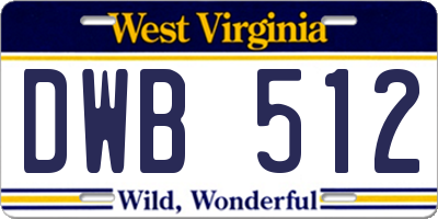 WV license plate DWB512