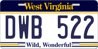 WV license plate DWB522