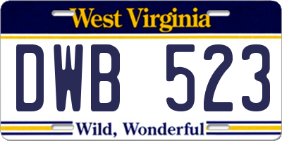 WV license plate DWB523