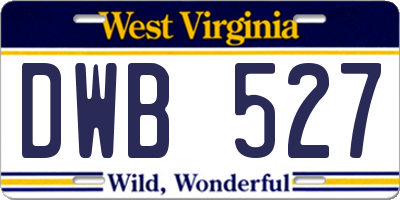 WV license plate DWB527