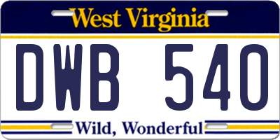 WV license plate DWB540