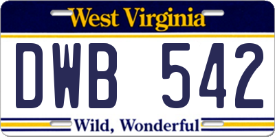 WV license plate DWB542