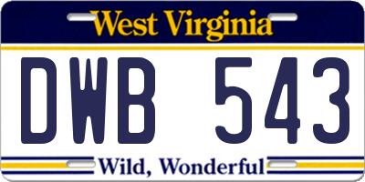 WV license plate DWB543