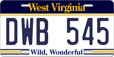 WV license plate DWB545