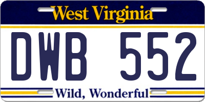 WV license plate DWB552
