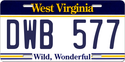 WV license plate DWB577