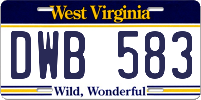 WV license plate DWB583