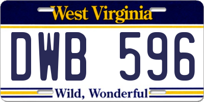 WV license plate DWB596