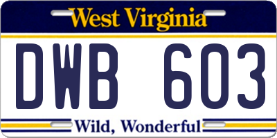 WV license plate DWB603