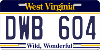 WV license plate DWB604