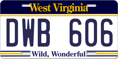 WV license plate DWB606