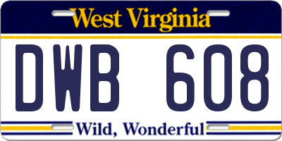 WV license plate DWB608