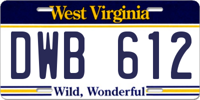 WV license plate DWB612