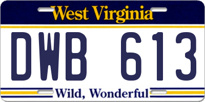 WV license plate DWB613