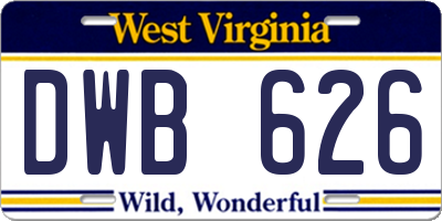 WV license plate DWB626