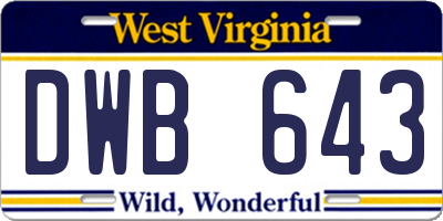 WV license plate DWB643