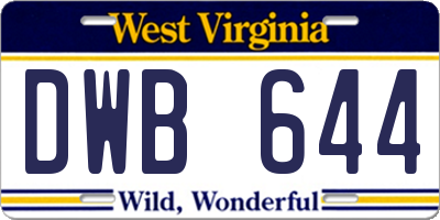 WV license plate DWB644