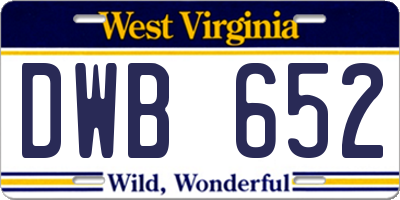 WV license plate DWB652