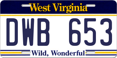 WV license plate DWB653