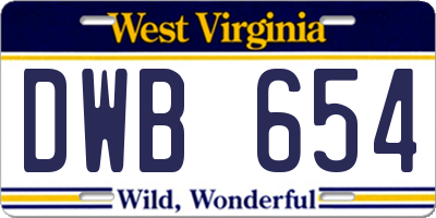 WV license plate DWB654