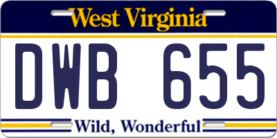 WV license plate DWB655
