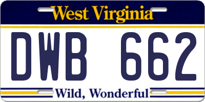 WV license plate DWB662