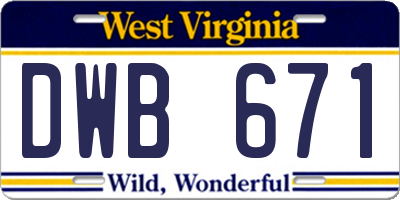 WV license plate DWB671