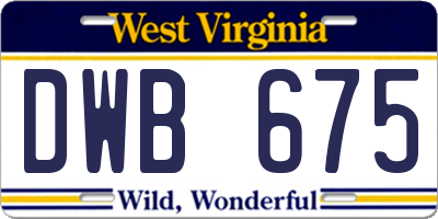 WV license plate DWB675