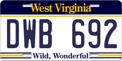 WV license plate DWB692