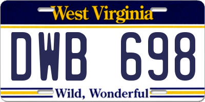 WV license plate DWB698