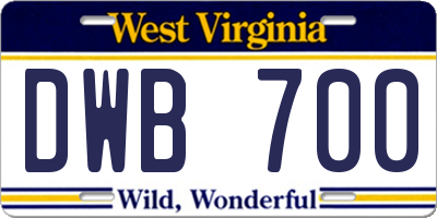 WV license plate DWB700
