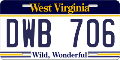 WV license plate DWB706
