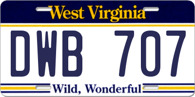 WV license plate DWB707