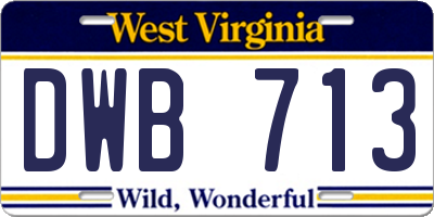 WV license plate DWB713
