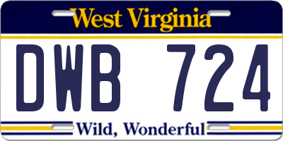 WV license plate DWB724