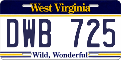 WV license plate DWB725