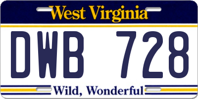 WV license plate DWB728