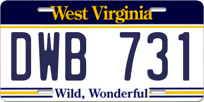 WV license plate DWB731