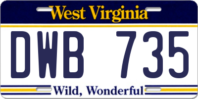 WV license plate DWB735