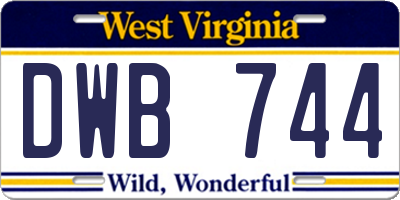 WV license plate DWB744