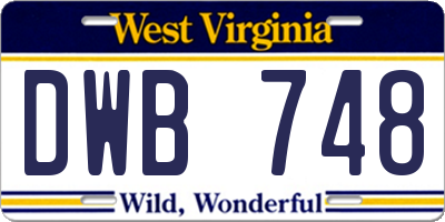 WV license plate DWB748