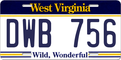 WV license plate DWB756