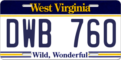 WV license plate DWB760