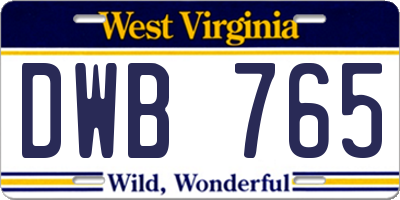 WV license plate DWB765