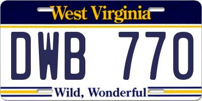 WV license plate DWB770